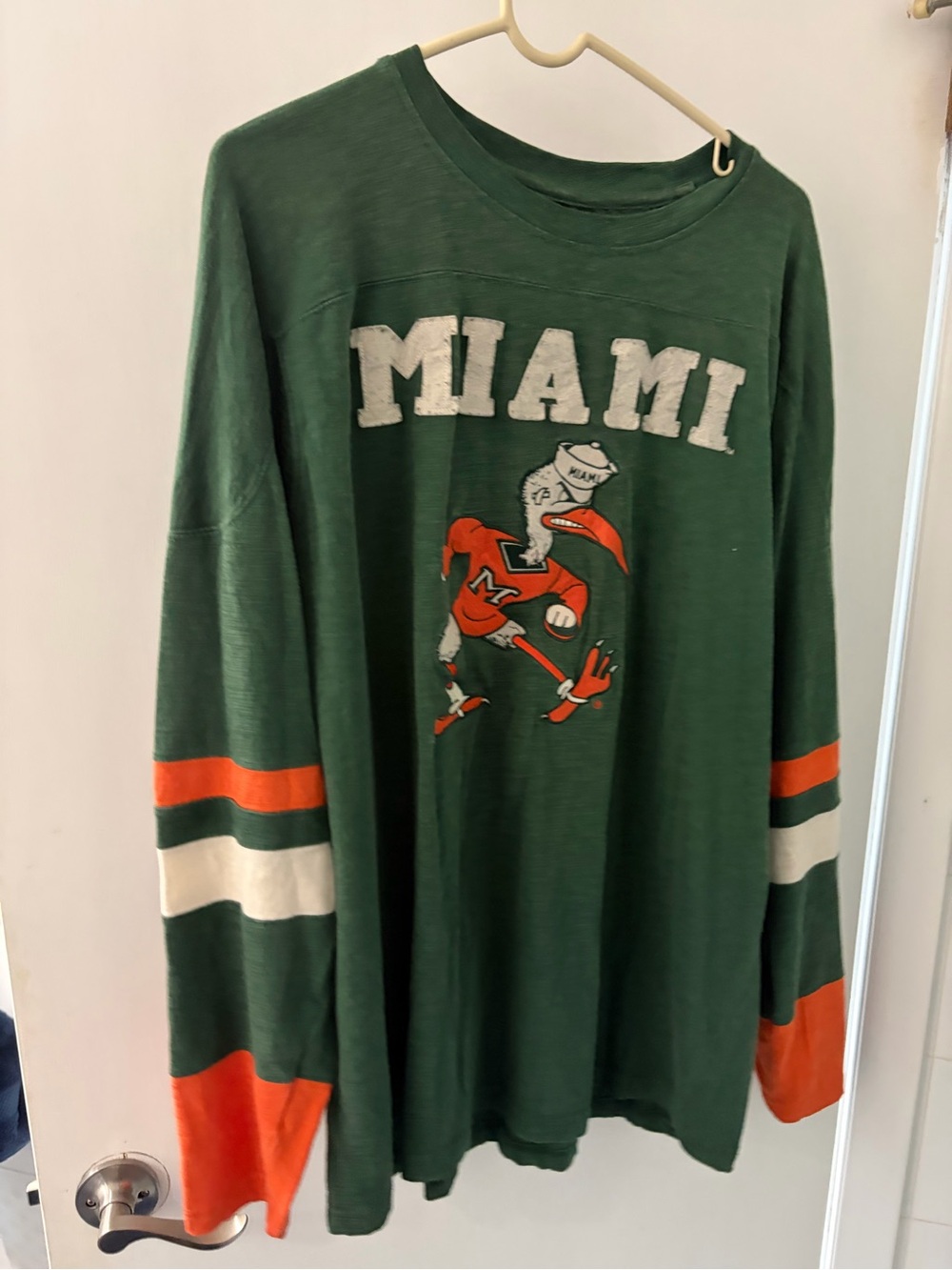 Starter College Vault Miami hurricanes embroidered long sleeve shirt size 2XL